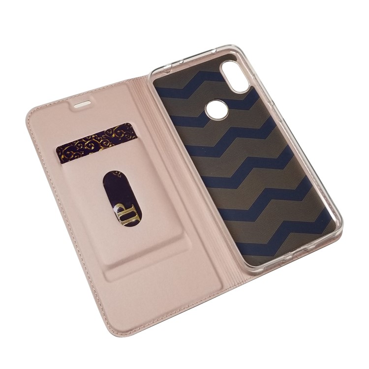 Auto-absorbed Stand Leather Cover with Card Slot for Xiaomi Redmi Note 6 Pro - Rose Gold-4