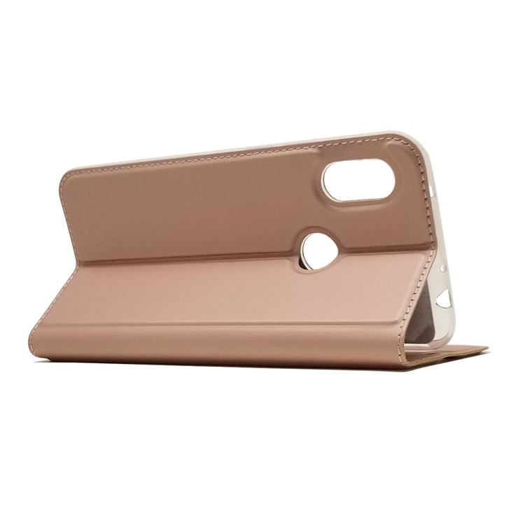 Auto-absorbed Stand Leather Cover with Card Slot for Xiaomi Redmi Note 6 Pro - Rose Gold-5