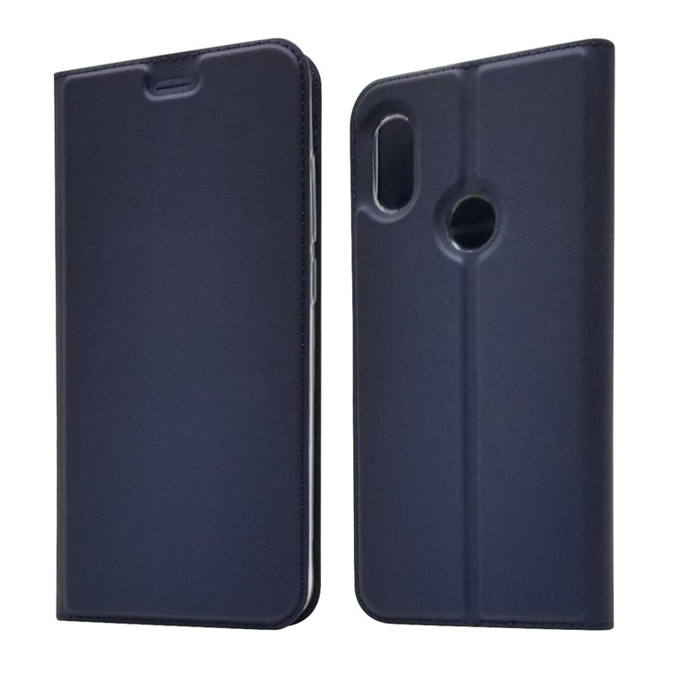 Étui En Cuir Avec Pochette Auto-absorbante Pour Xiaomi Redmi Note 6 Pro - Bleu Foncé-1