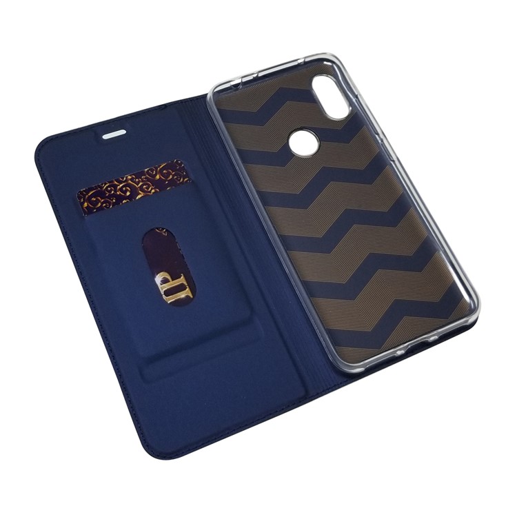 Étui En Cuir Avec Pochette Auto-absorbante Pour Xiaomi Redmi Note 6 Pro - Bleu Foncé-5