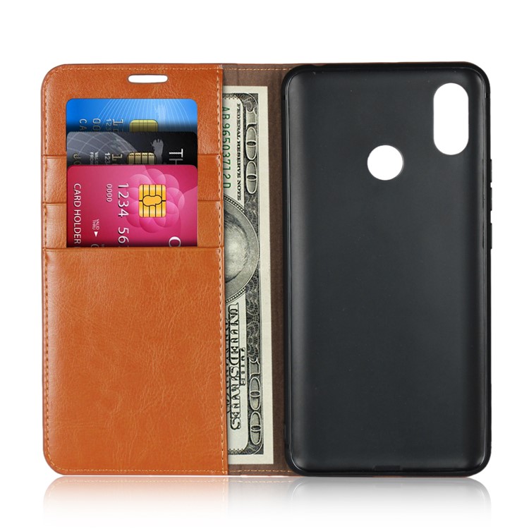 Crazy Horse Texture Genuine Leather Protective Shell for Xiaomi Mi Max 3 - Brown-4