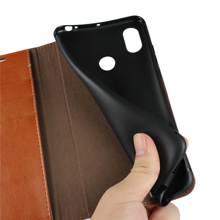 Crazy Horse Texture Genuine Leather Protective Shell for Xiaomi Mi Max 3 - Brown-6