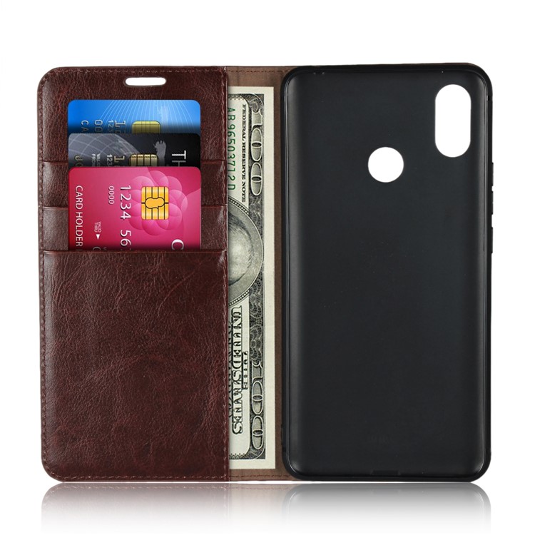 Crazy Horse Texture Genuine Leather Flip Mobile Case for Xiaomi Mi Max 3 - Coffee-4