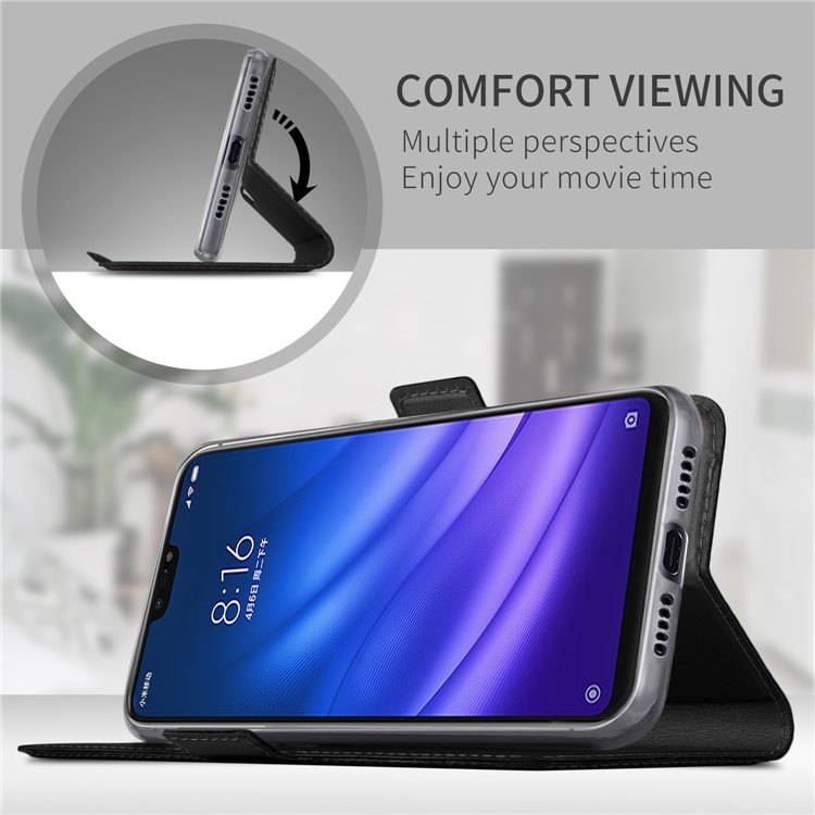 Magnetic Adsorption Leather Flip Stand Case with Card Holder for Xiaomi Mi 8 Lite / Mi 8 Youth (Mi 8X) - Black-3
