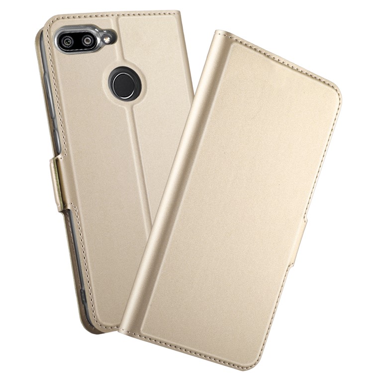 Magnetic Adsorption Leather Flip Stand Casing with Card Holder for Xiaomi Mi 8 Lite / Mi 8 Youth (Mi 8X) - Gold-1