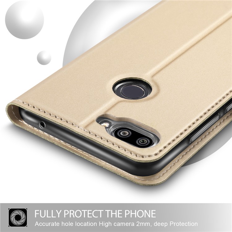 Magnetic Adsorption Leather Flip Stand Casing with Card Holder for Xiaomi Mi 8 Lite / Mi 8 Youth (Mi 8X) - Gold-4