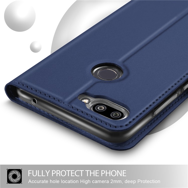 Magnetic Adsorption Leather Flip Stand Protective Case with Card Holder for Xiaomi Mi 8 Lite / Mi 8 Youth (Mi 8X) - Dark Blue-4