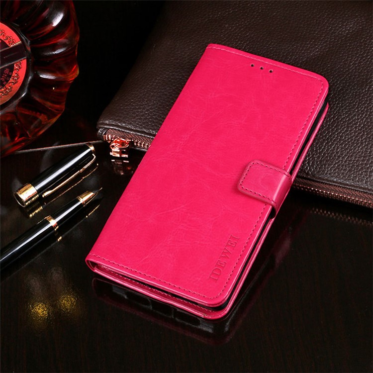 IDEWEI Crazy Horse Magnetic Leather Wallet Case for Xiaomi Redmi Note 6 Pro - Rose-1
