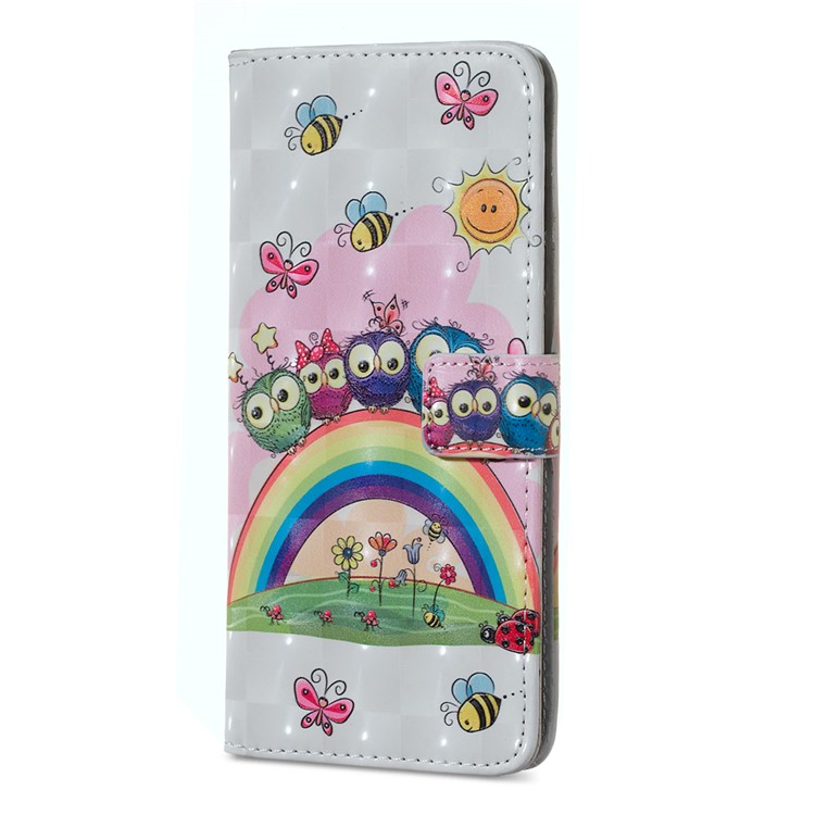 Light Spot Decor Patterned Embossed Leather Wallet Cover Shell Case for Xiaomi Redmi Note 6 Pro - Animals and Flowers-3