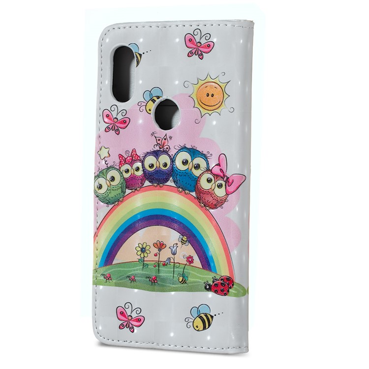 Light Spot Decor Patterned Embossed Leather Wallet Cover Shell Case for Xiaomi Redmi Note 6 Pro - Animals and Flowers-4