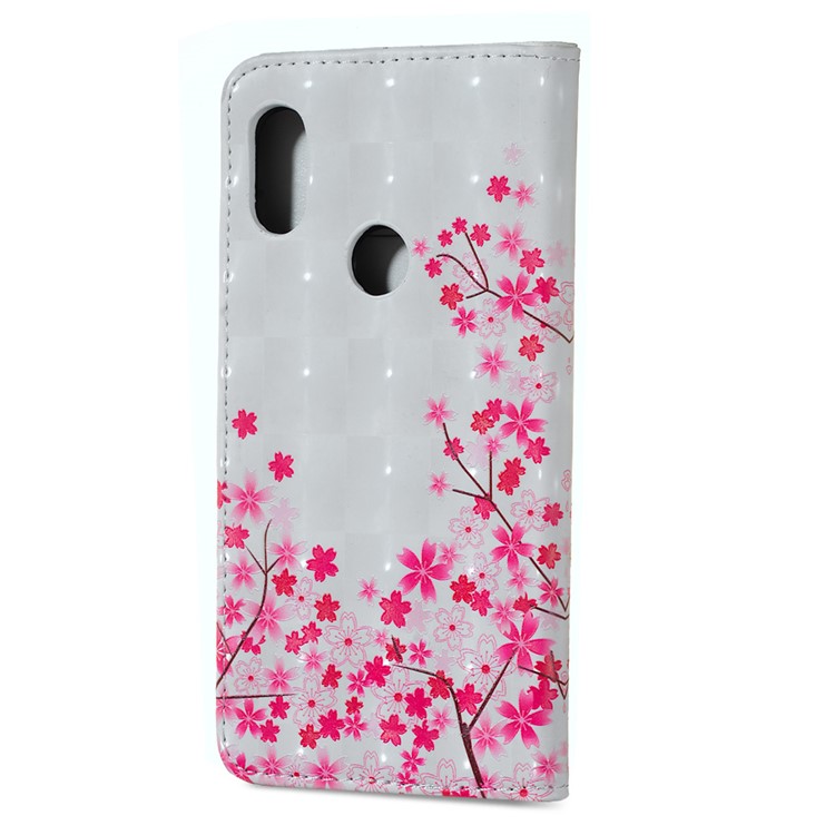 Light Spot Decor Patterned Embossed Wallet Leather Stand Cover for Xiaomi Redmi Note 6 Pro - Blooming Flowers-4