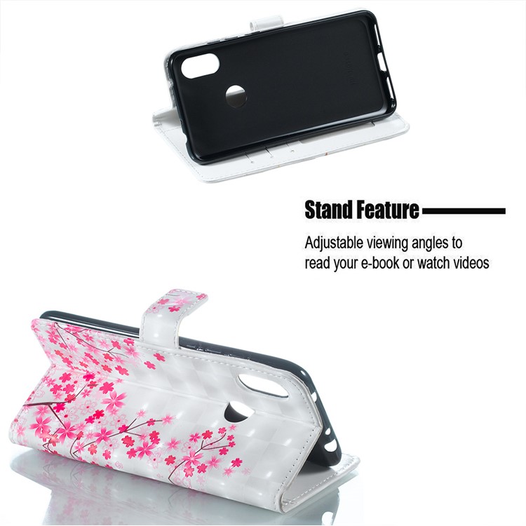 Light Spot Decor Patterned Embossed Wallet Leather Stand Cover for Xiaomi Redmi Note 6 Pro - Blooming Flowers-5