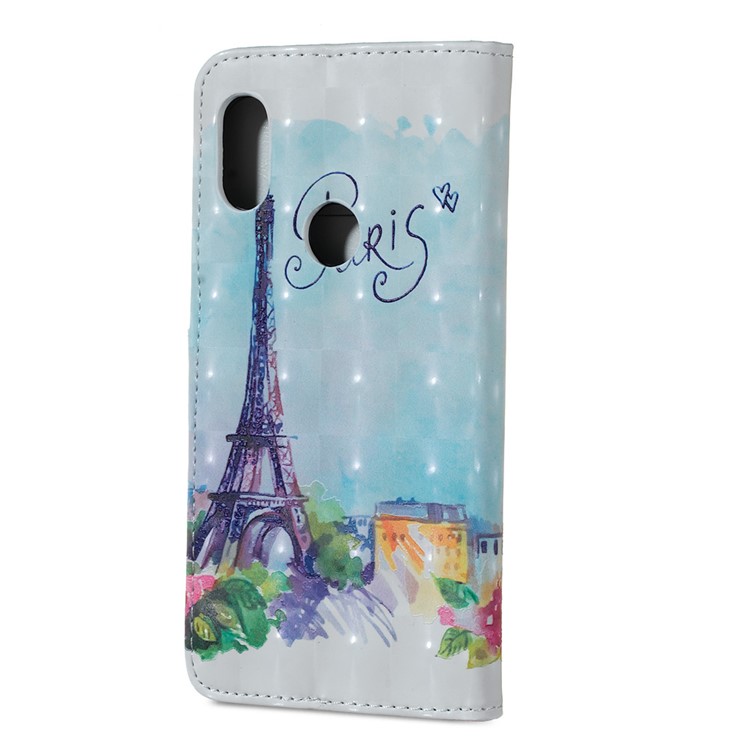 Light Spot Decor Patterned Embossed Wallet Leather Cell Phone Case for Xiaomi Redmi Note 6 Pro - Eiffel Tower-4