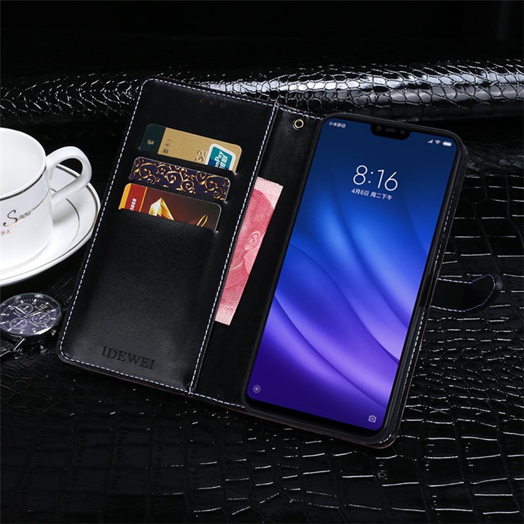 IDEWEI Crocodile Texture Leather Wallet Case for Xiaomi Mi 8 Lite / Mi 8 Youth (Mi 8X) - Black-2