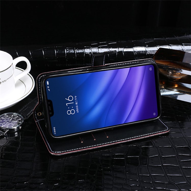 IDEWEI Crocodile Texture Leather Wallet Case for Xiaomi Mi 8 Lite / Mi 8 Youth (Mi 8X) - Black-3