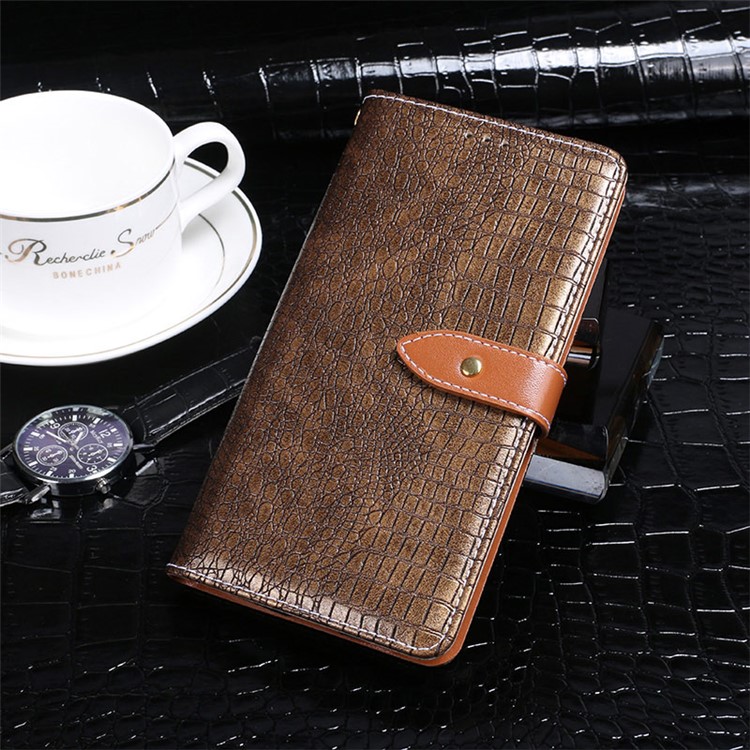 IDEWEI Crocodile Texture Leather Stand Cover with Card Slots for Xiaomi Mi 8 Lite / Mi 8 Youth (Mi 8X) - Brown-1