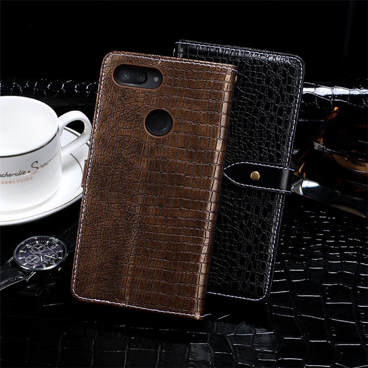 IDEWEI Crocodile Texture Leather Stand Cover with Card Slots for Xiaomi Mi 8 Lite / Mi 8 Youth (Mi 8X) - Brown-2