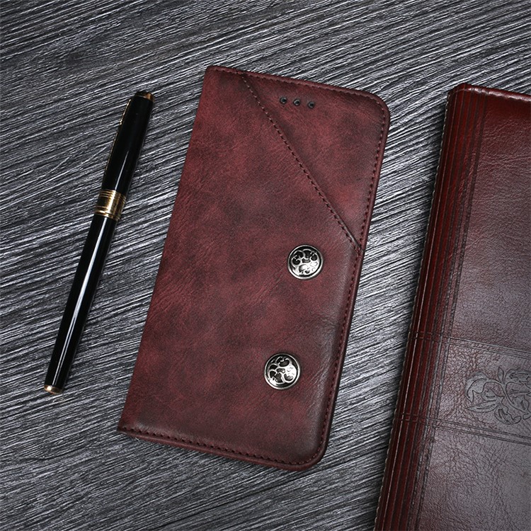 IDEWEI Vintage Style Leather Stand Cover for Xiaomi Mi 8 Lite / Mi 8 Youth (Mi 8X) - Red-2