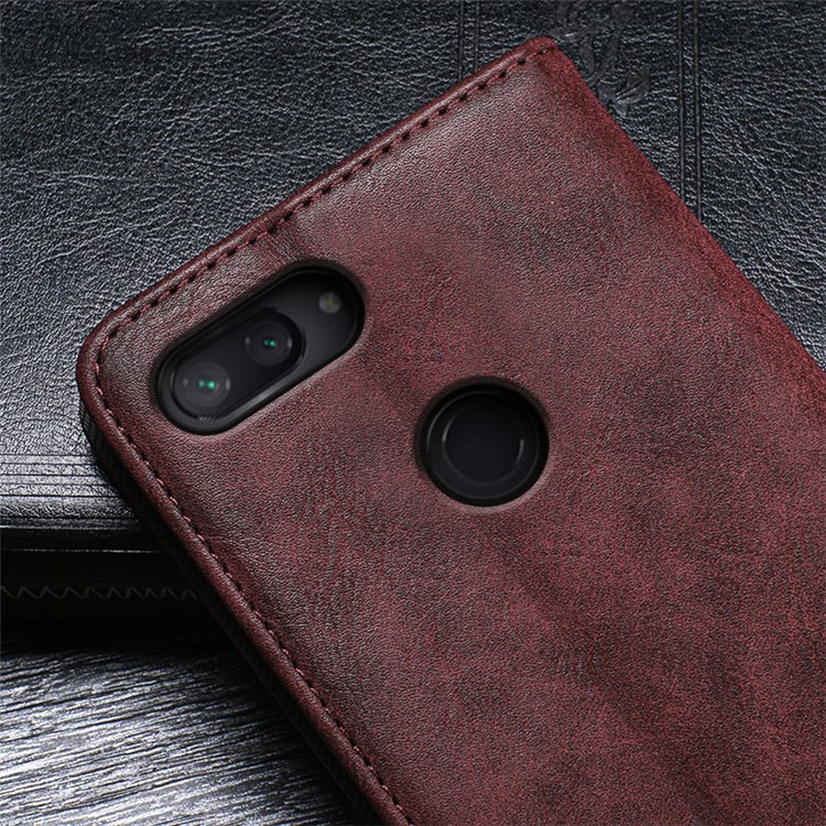 IDEWEI Vintage Style Leather Stand Cover for Xiaomi Mi 8 Lite / Mi 8 Youth (Mi 8X) - Red-4