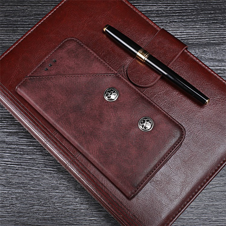 IDEWEI Vintage Style Leather Stand Cover for Xiaomi Mi 8 Lite / Mi 8 Youth (Mi 8X) - Red-5