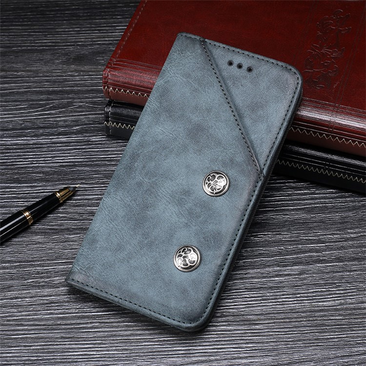 IDEWEI Vintage Style Leather Stand Shell for Xiaomi Mi 8 Lite / Mi 8 Youth (Mi 8X) - Blue-1