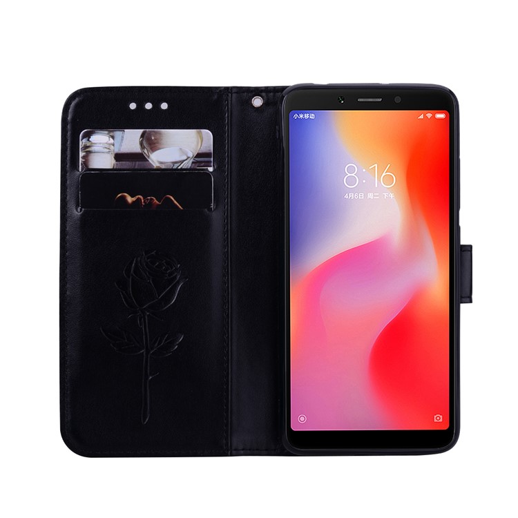 HAT PRINCE Imprinted Rose Pattern Leather Case for Xiaomi Redmi 6 (Dual Camera: 12MP+5MP) - Black-4