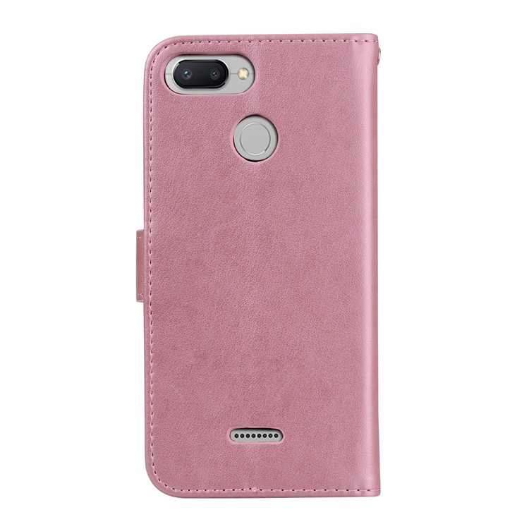 HAT PRINCE Imprinted Rose Pattern Leather Cover for Xiaomi Redmi 6 (Dual Camera: 12MP+5MP) - Pink-2