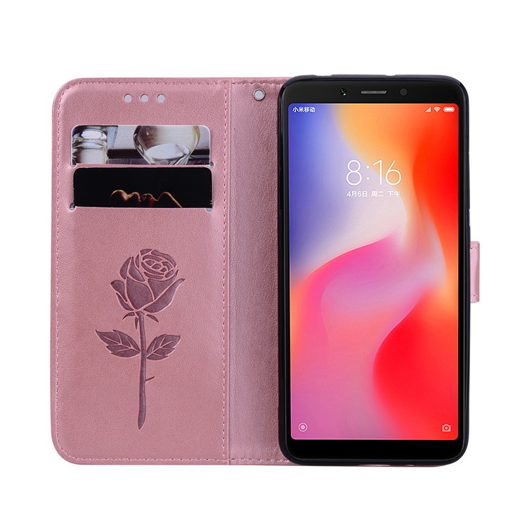 HAT PRINCE Imprinted Rose Pattern Leather Cover for Xiaomi Redmi 6 (Dual Camera: 12MP+5MP) - Pink-4