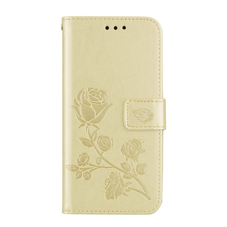 HAT PRINCE Imprinted Rose Leather Protection Shell for Xiaomi Redmi 6 (Dual Camera: 12MP+5MP) - Gold-1