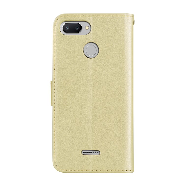 HAT PRINCE Imprinted Rose Leather Protection Shell for Xiaomi Redmi 6 (Dual Camera: 12MP+5MP) - Gold-2