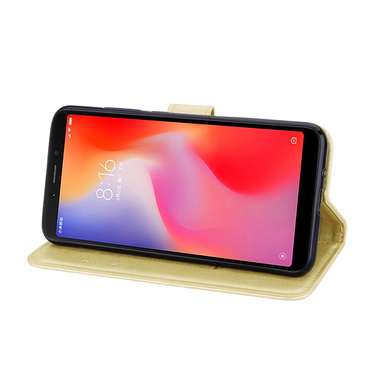 HAT PRINCE Imprinted Rose Leather Protection Shell for Xiaomi Redmi 6 (Dual Camera: 12MP+5MP) - Gold-3