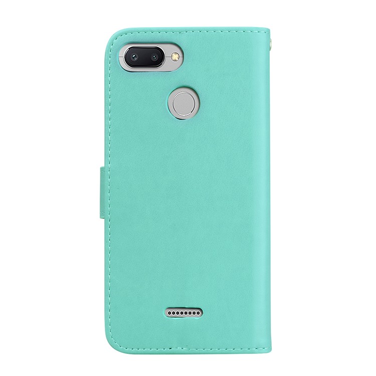 HAT PRINCE Imprinted Rose Leather Mobile Phone Cover for Xiaomi Redmi 6 (Dual Camera: 12MP+5MP) - Cyan-2