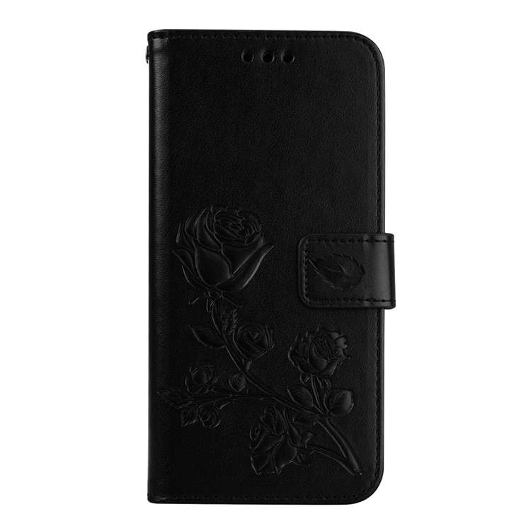 HAT PRINCE Imprinted Rose Wallet Leather Phone Case for Xiaomi Redmi 6A (Single 12MP Rear Camera) - Black-1