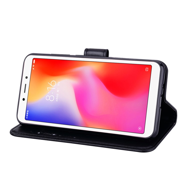 HAT PRINCE Imprinted Rose Wallet Leather Phone Case for Xiaomi Redmi 6A (Single 12MP Rear Camera) - Black-3