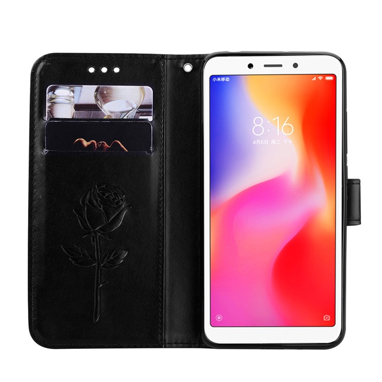 HAT PRINCE Imprinted Rose Wallet Leather Phone Case for Xiaomi Redmi 6A (Single 12MP Rear Camera) - Black-4