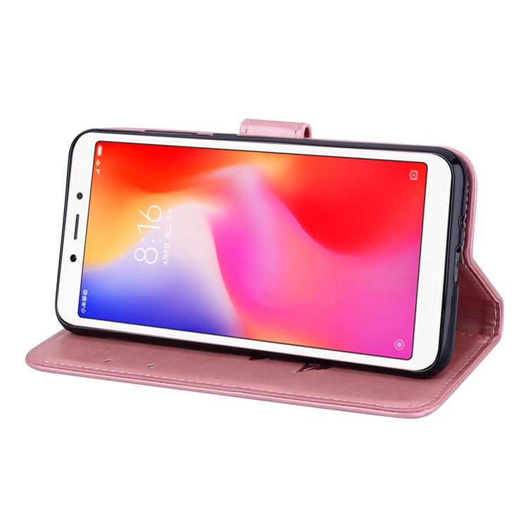 HAT PRINCE Imprinted Rose Wallet Leather Phone Cover for Xiaomi Redmi 6A (Single 12MP Rear Camera) - Pink-3