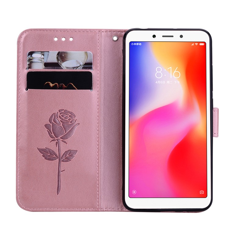 HAT PRINCE Imprinted Rose Wallet Leather Phone Cover for Xiaomi Redmi 6A (Single 12MP Rear Camera) - Pink-4