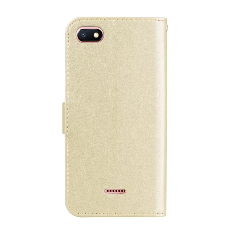 HAT PRINCE Imprinted Rose Stand Leather Mobile Shell for Xiaomi Redmi 6A (Single 12MP Rear Camera) - Gold-2