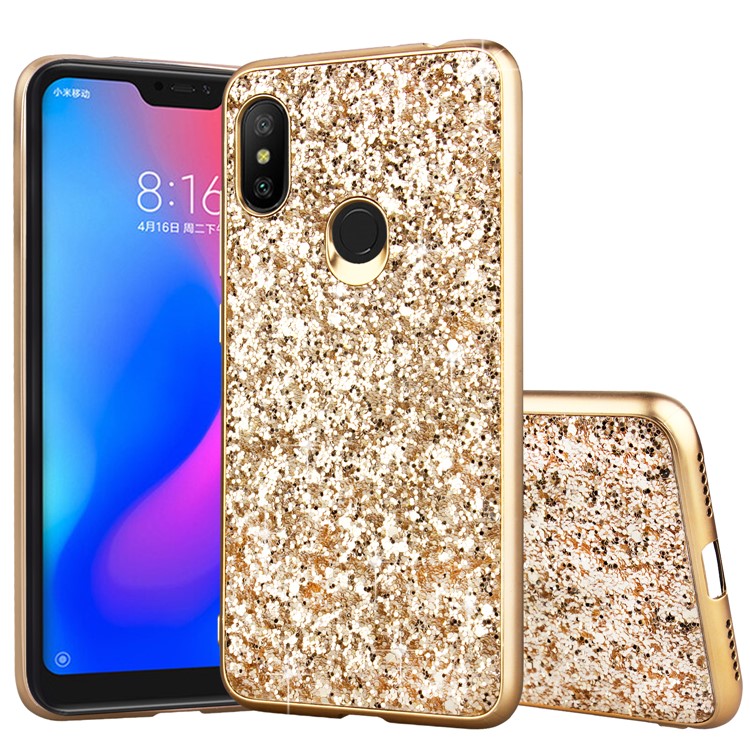 Glittering Sequins Electroplating TPU + PC Hybrid Phone Casing for Xiaomi Redmi Note 6 Pro - Gold-1