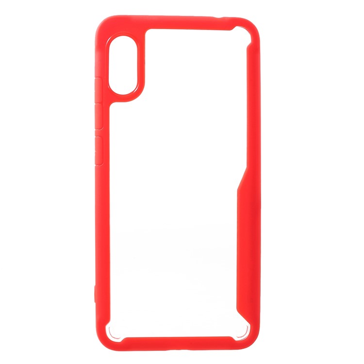 Silicone Frame + Transparent Acrylic Back Hybrid Mobile Casing for Xiaomi Redmi Note 6 Pro - Red-1