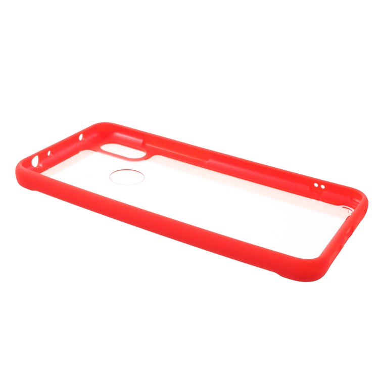Silicone Frame + Transparent Acrylic Back Hybrid Mobile Casing for Xiaomi Redmi Note 6 Pro - Red-3