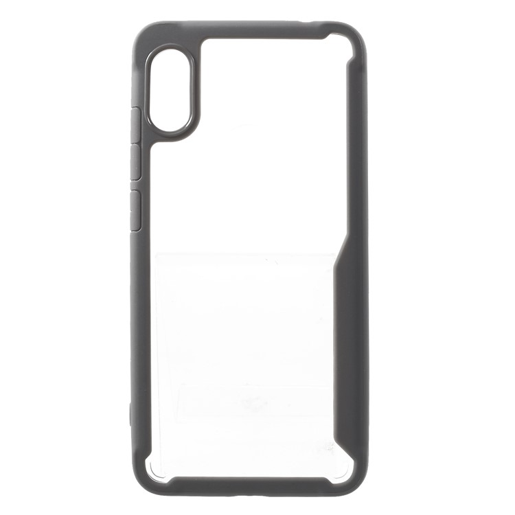 Silicone Frame + Transparent Acrylic Back Hybrid Mobile Cover for Xiaomi Redmi Note 6 Pro - Grey-1