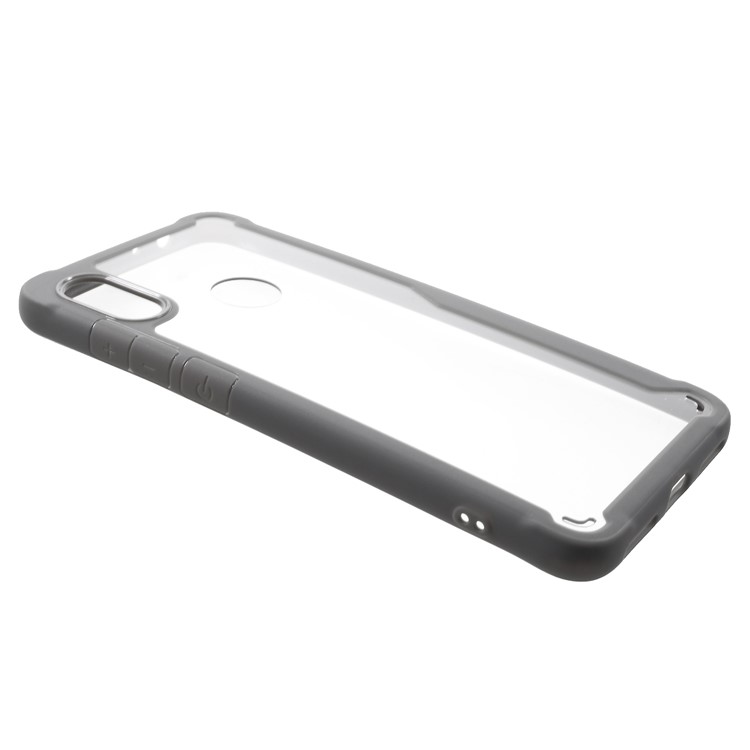 Silicone Frame + Transparent Acrylic Back Hybrid Mobile Cover for Xiaomi Redmi Note 6 Pro - Grey-2