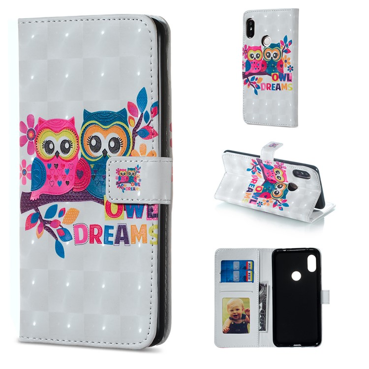 Embossing Pattern PU Leather Protective Case for Xiaomi Redmi Note 5 Pro (Dual Camera) / Redmi Note 5 (China) - Owls-1