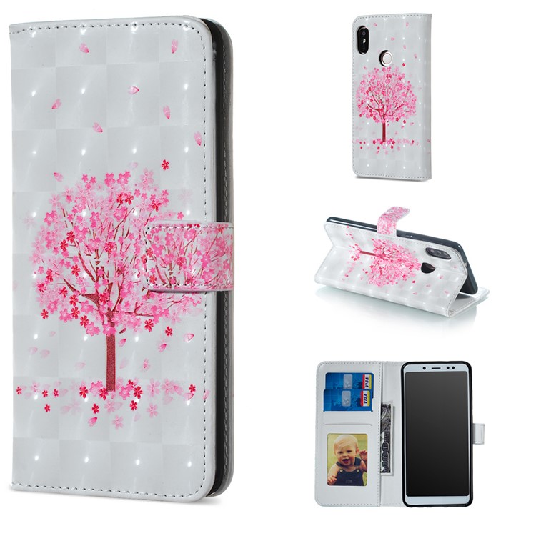 Embossing Pattern PU Leather Protective Cover for Xiaomi Redmi Note 5 Pro (Dual Camera) / Redmi Note 5 (China) - Flowered Tree-1