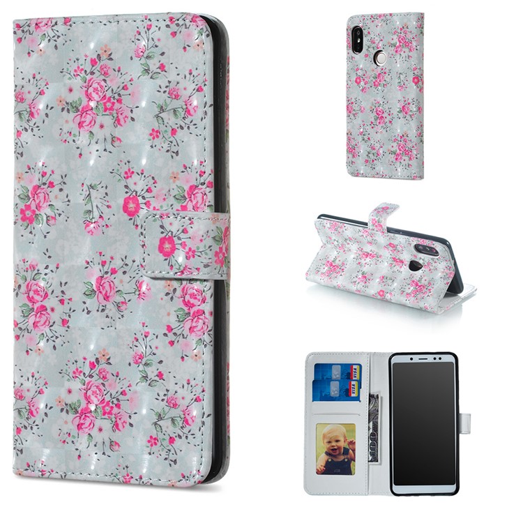 Embossing Pattern PU Leather Protective Shell for Xiaomi Redmi Note 5 Pro (Dual Camera) / Redmi Note 5 (China) - Vivid Flowers-1