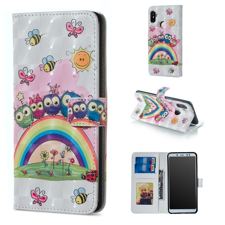 Embossing Pattern PU Leather Protective Mobile Phone Case for Xiaomi Redmi Note 5 Pro (Dual Camera) / Redmi Note 5 (China) - Animals and Flowers-1