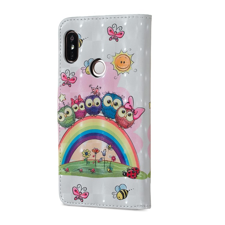 Embossing Pattern PU Leather Protective Mobile Phone Case for Xiaomi Redmi Note 5 Pro (Dual Camera) / Redmi Note 5 (China) - Animals and Flowers-4