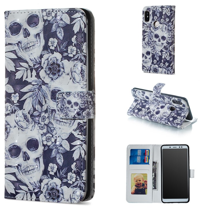 Embossing Pattern PU Leather Protective Flip Case for Xiaomi Redmi Note 5 Pro (Dual Camera) / Redmi Note 5 (China) - Skulls-1