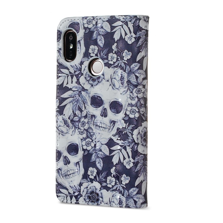 Embossing Pattern PU Leather Protective Flip Case for Xiaomi Redmi Note 5 Pro (Dual Camera) / Redmi Note 5 (China) - Skulls-4